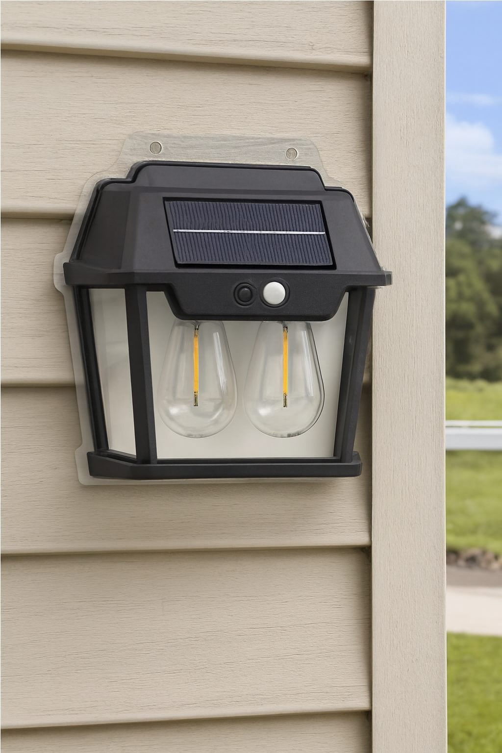 Foco Solar de Pared 2 Ampolletas Led Vintage