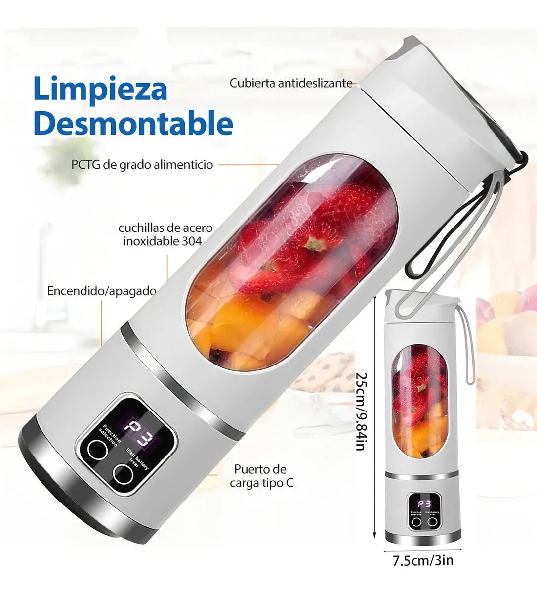 Licuadora Procesadora Portatil Usb Jugos