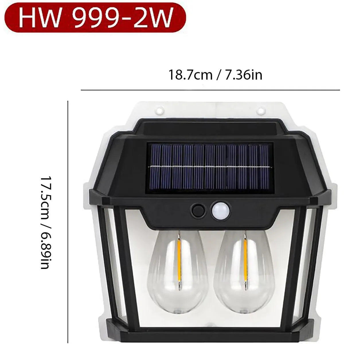 Foco Solar de Pared 2 Ampolletas Led Vintage